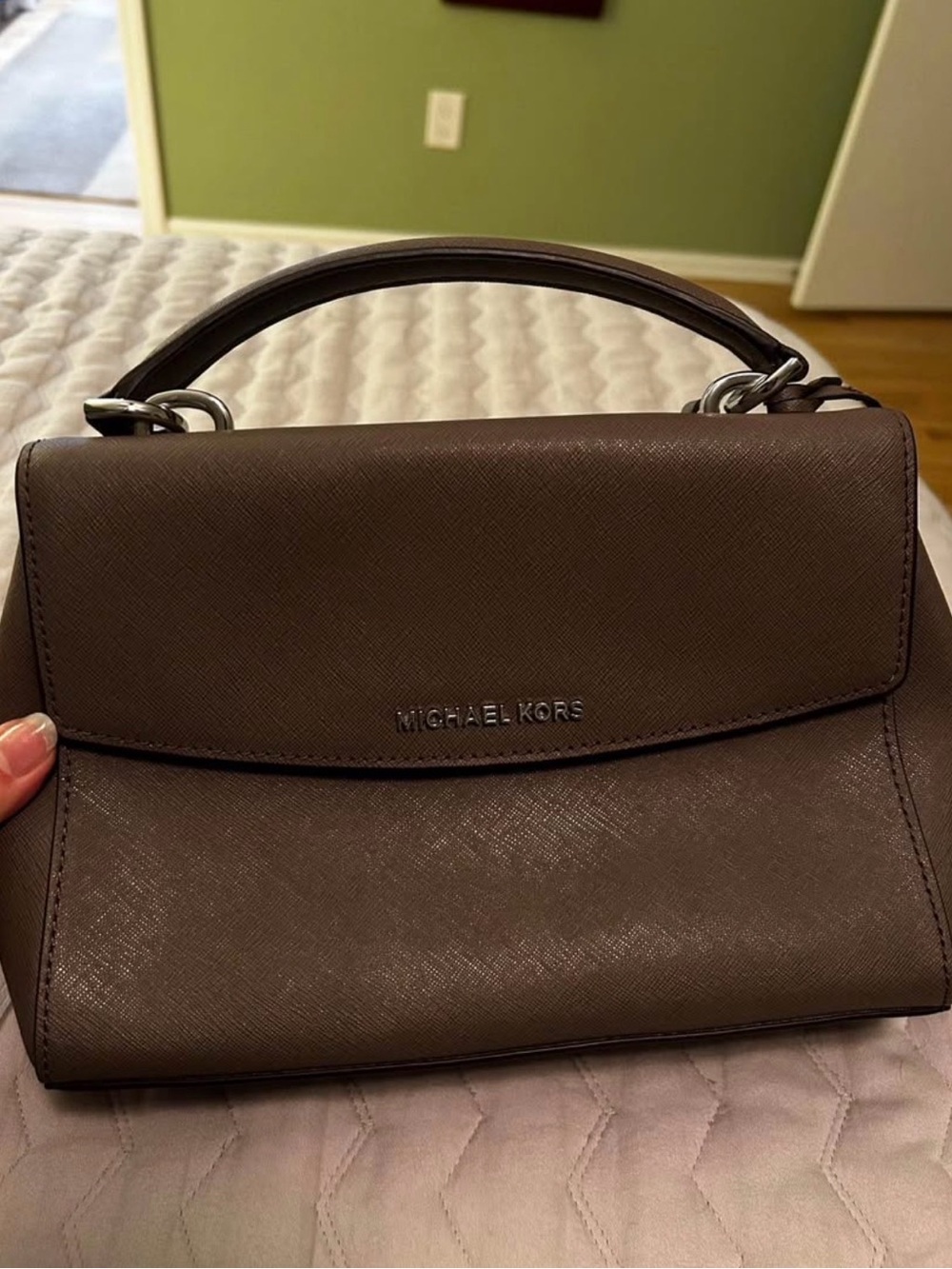 Michael Kors Taupe Saffiano Leather Top-Handle Satchel